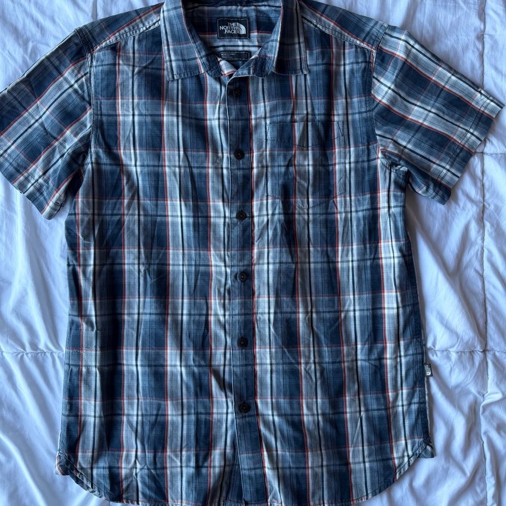 The North Face Navy and White Plaid Shirt M